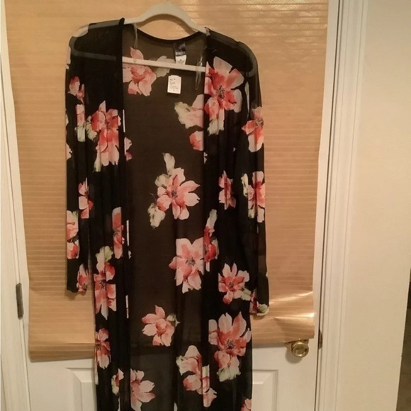 CARDIGAN/ DUSTER~Floral~Mid Length~Large - Picture 2 of 3